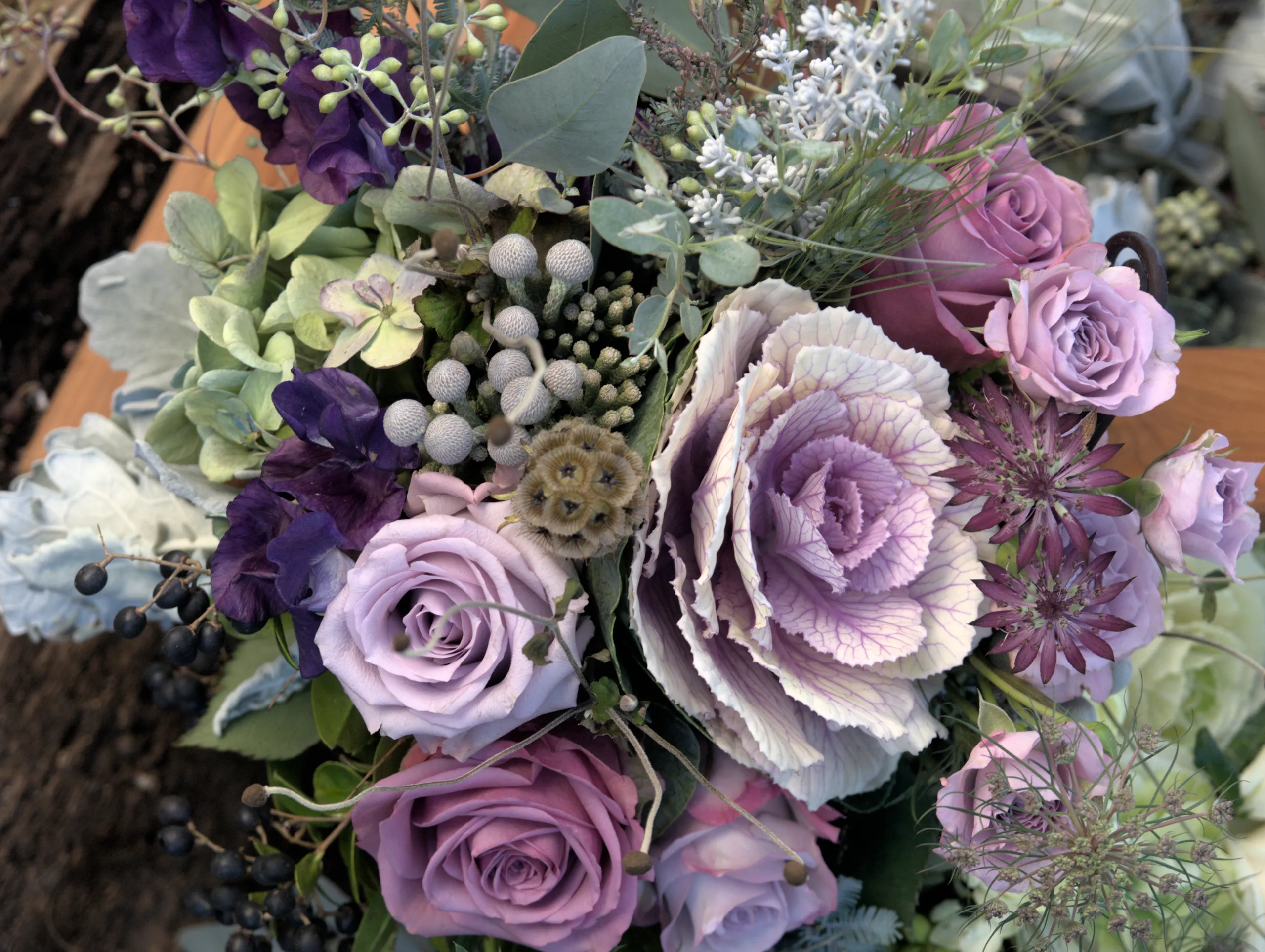 Organic wedding floral installation